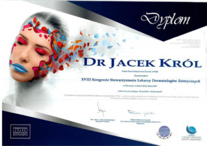 Dyplom, dr Jacek Król, kongres stowarzyszenia lekarzy dermatologów estetycznych
