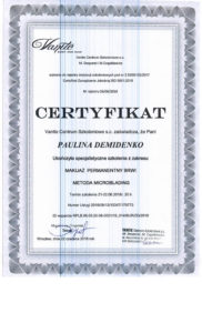 Certyfikat, Makijaż permanentny brwi, Paulina Demidenko, szkolenie