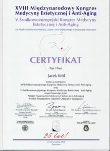 Jacek Król certyfikat dermatologiczny